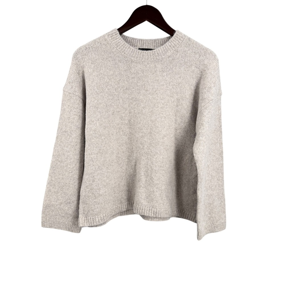 Donna Karan Sweater XS Oatmeal‎ Heather Crewneck Wool Blend Boxy Oversized Knit
